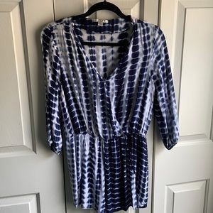 Blue and White Papaya Tie-dye Romper